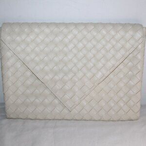 Bottega Veneta Document Holder Clutch Intrecciato Weave Leather Handbag Plaster